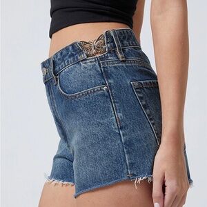 PacSun Dark Indigo Butterfly High Waisted Denim Shorts